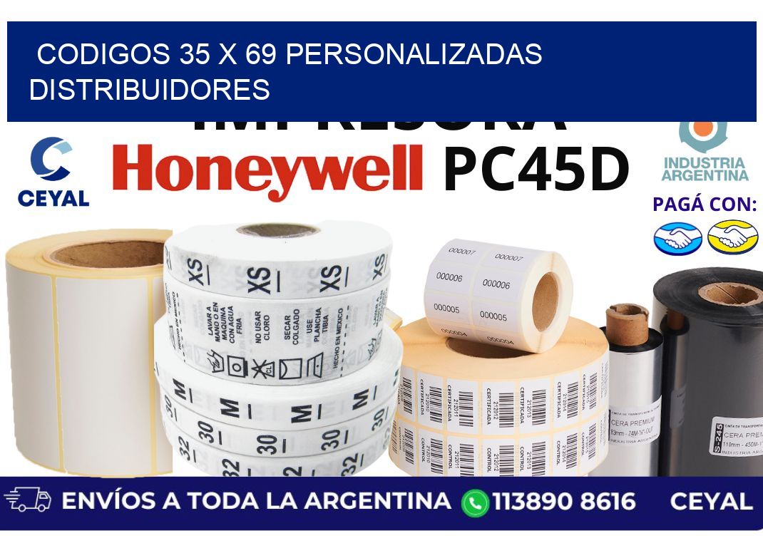 codigos 35 x 69 personalizadas distribuidores