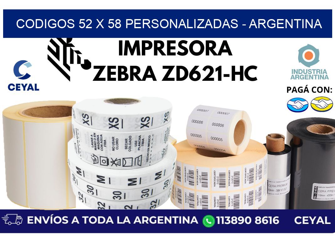 codigos 52 x 58 personalizadas - Argentina