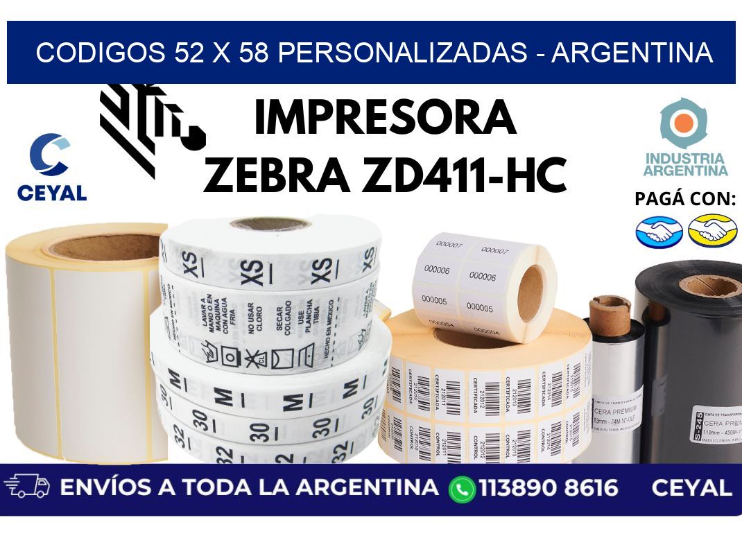 codigos 52 x 58 personalizadas – Argentina
