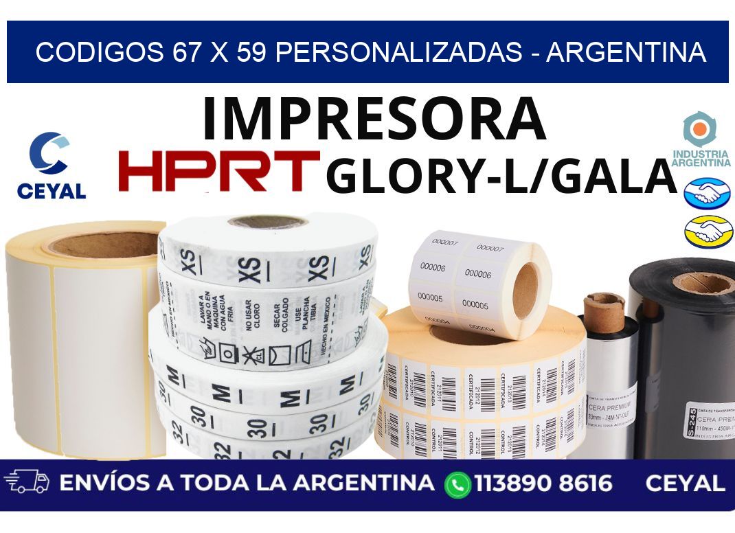 codigos 67 x 59 personalizadas - Argentina