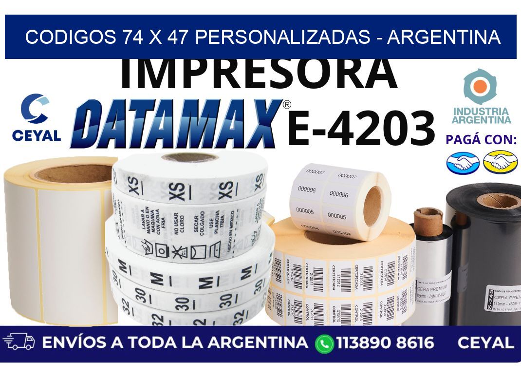codigos 74 x 47 personalizadas - Argentina