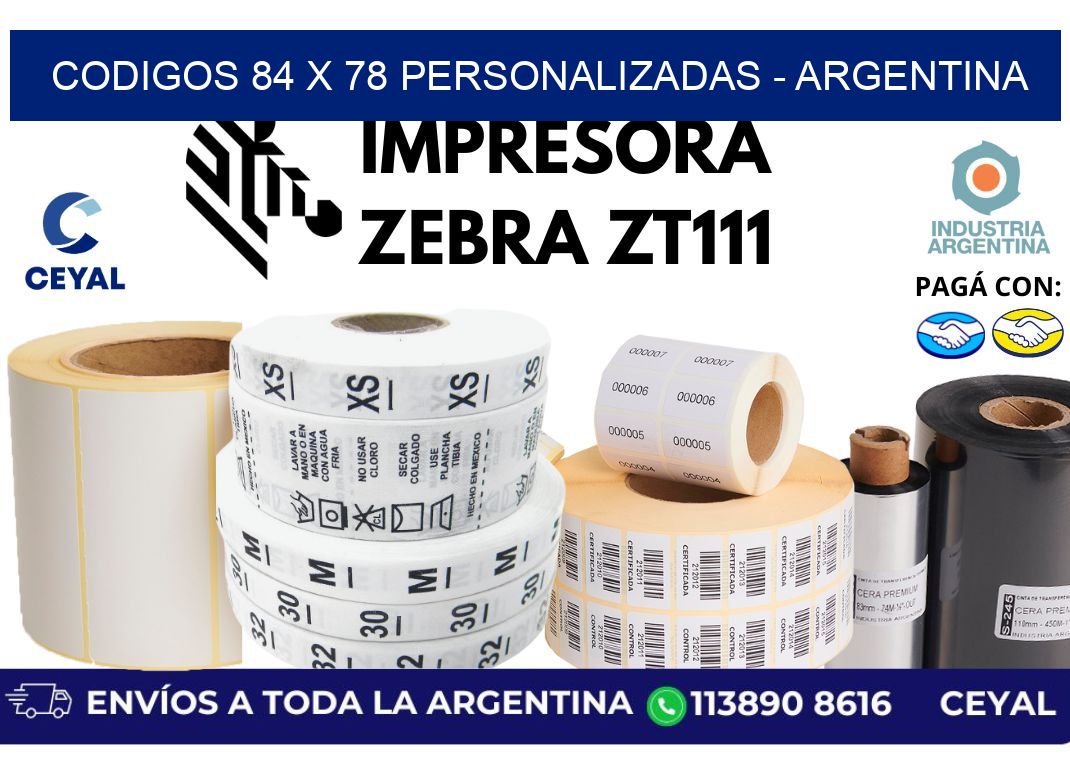 codigos 84 x 78 personalizadas - Argentina
