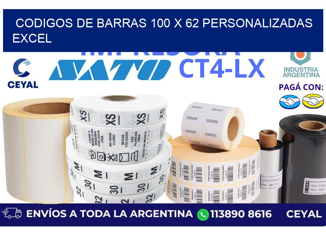 codigos de barras 100 x 62 personalizadas excel