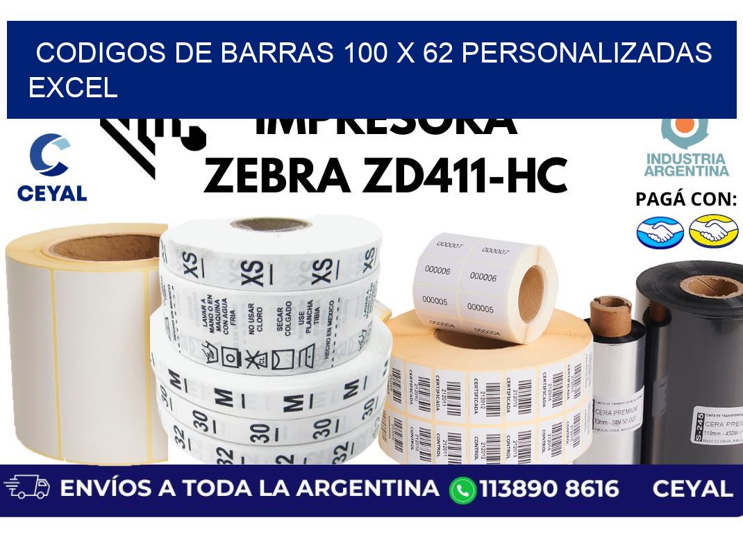 codigos de barras 100 x 62 personalizadas excel