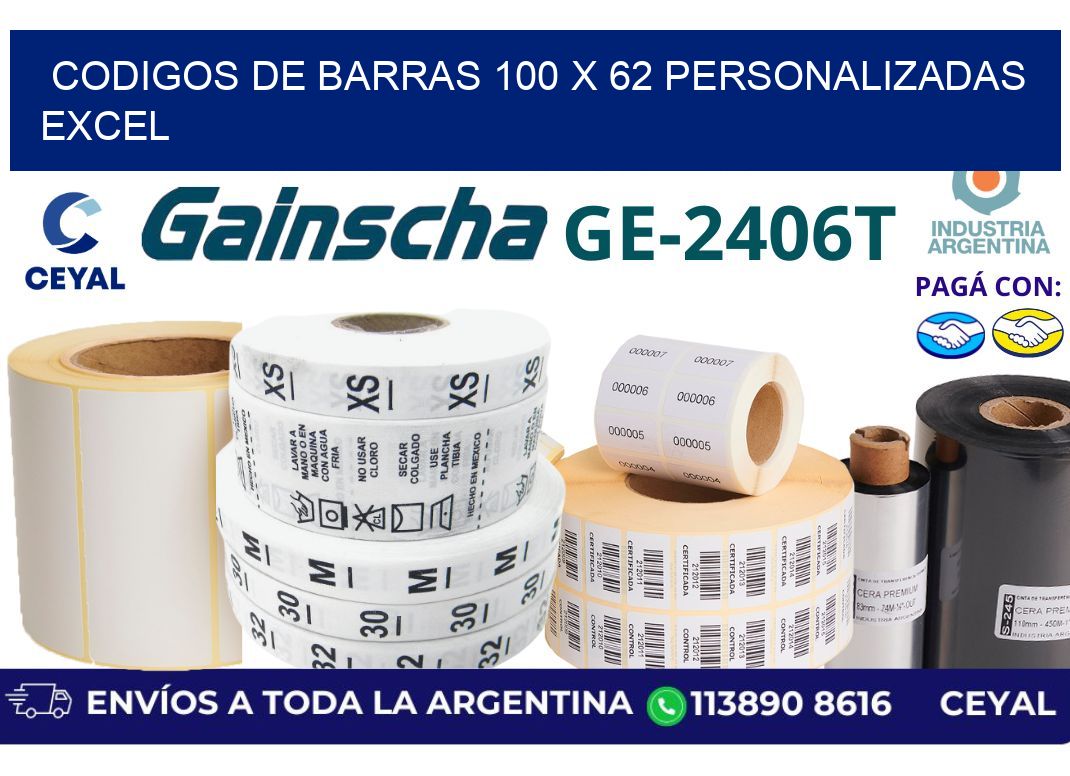 codigos de barras 100 x 62 personalizadas excel
