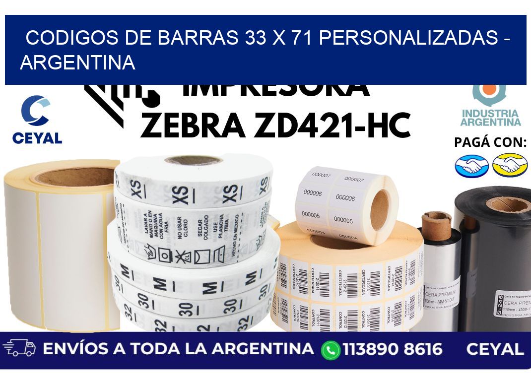 codigos de barras 33 x 71 personalizadas - Argentina