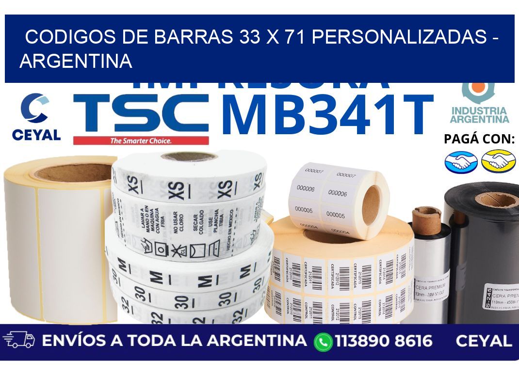codigos de barras 33 x 71 personalizadas – Argentina