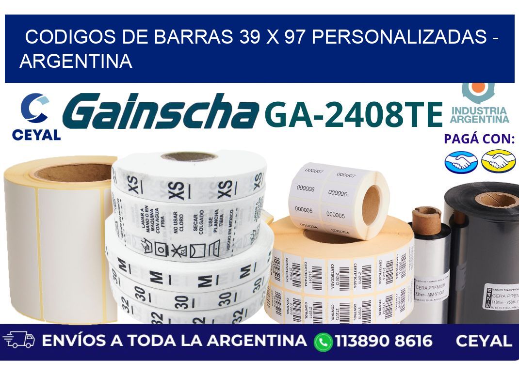codigos de barras 39 x 97 personalizadas - Argentina
