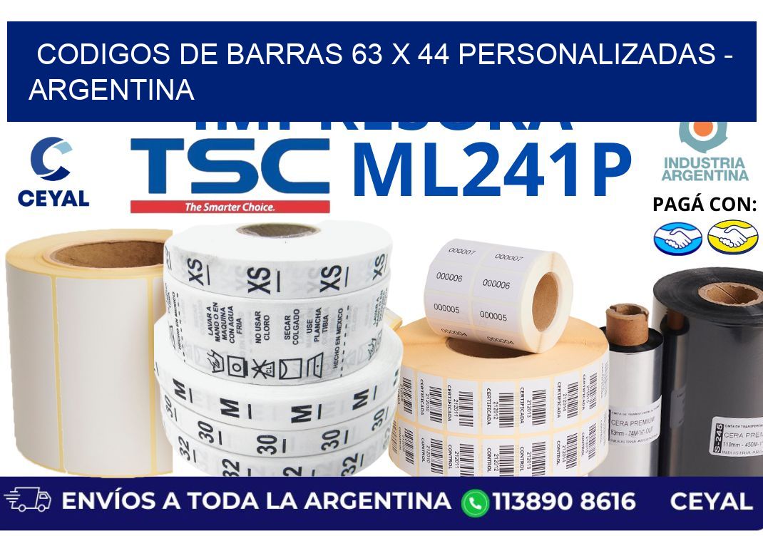 codigos de barras 63 x 44 personalizadas - Argentina