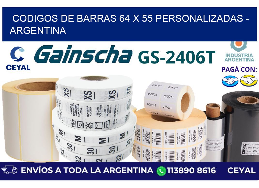 codigos de barras 64 x 55 personalizadas - Argentina