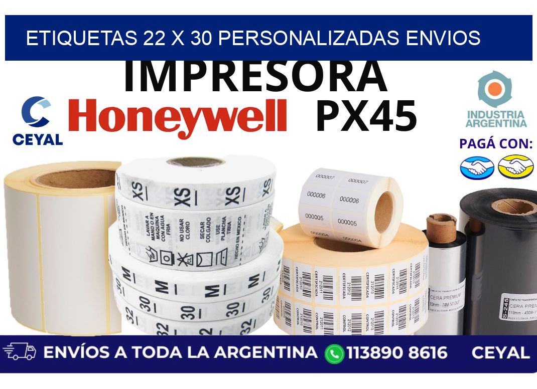etiquetas 22 x 30 personalizadas envios
