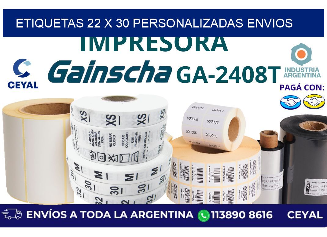 etiquetas 22 x 30 personalizadas envios