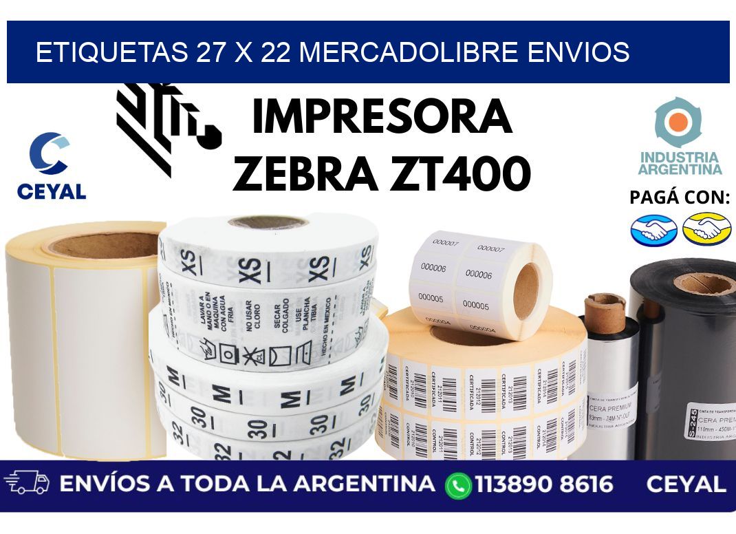 etiquetas 27 x 22 mercadolibre envios