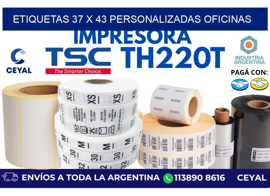 etiquetas 37 x 43 personalizadas oficinas