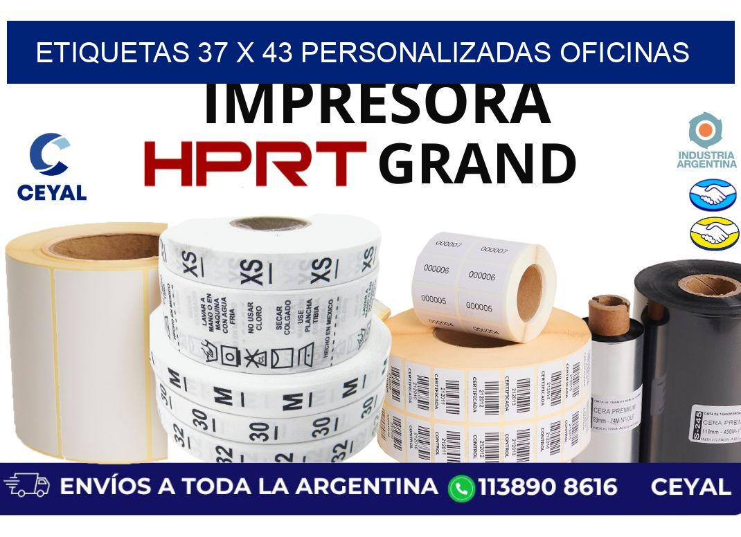 etiquetas 37 x 43 personalizadas oficinas