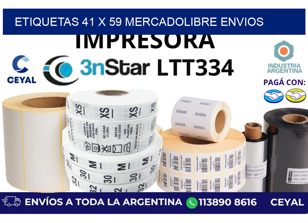 etiquetas 41 x 59 mercadolibre envios