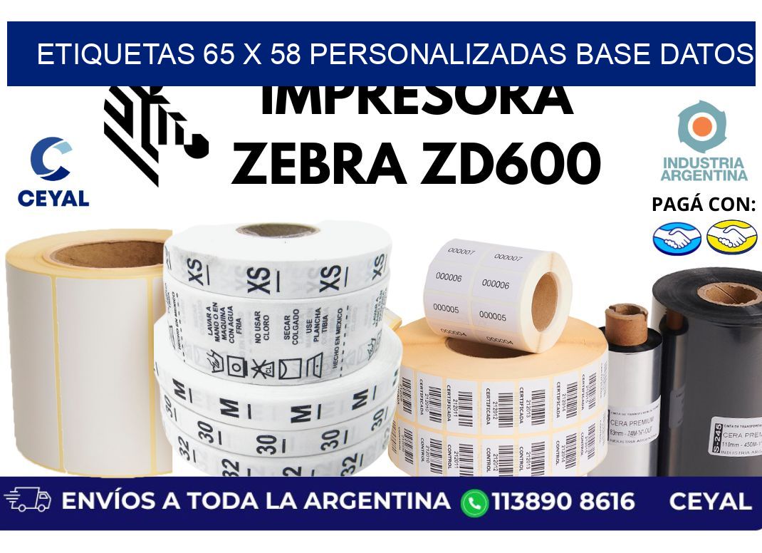 etiquetas 65 x 58 personalizadas base datos
