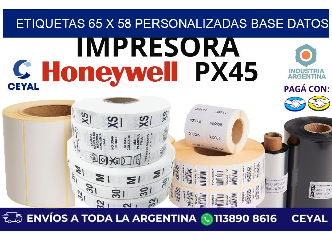 etiquetas 65 x 58 personalizadas base datos