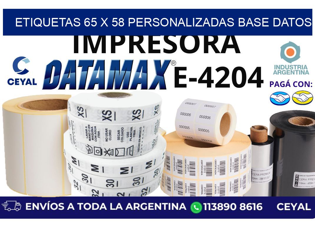 etiquetas 65 x 58 personalizadas base datos