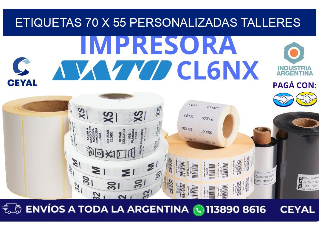 etiquetas 70 x 55 personalizadas talleres