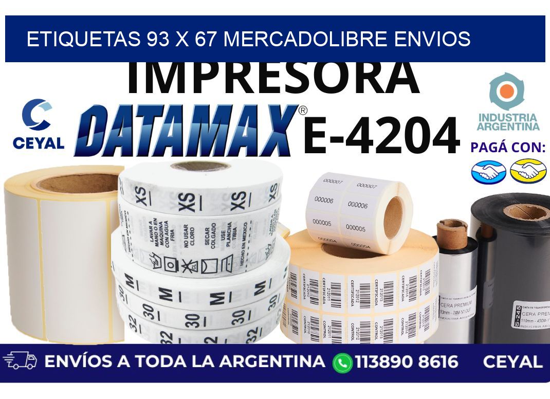 etiquetas 93 x 67 mercadolibre envios