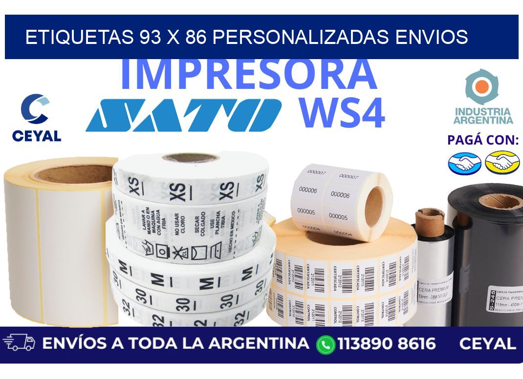 etiquetas 93 x 86 personalizadas envios