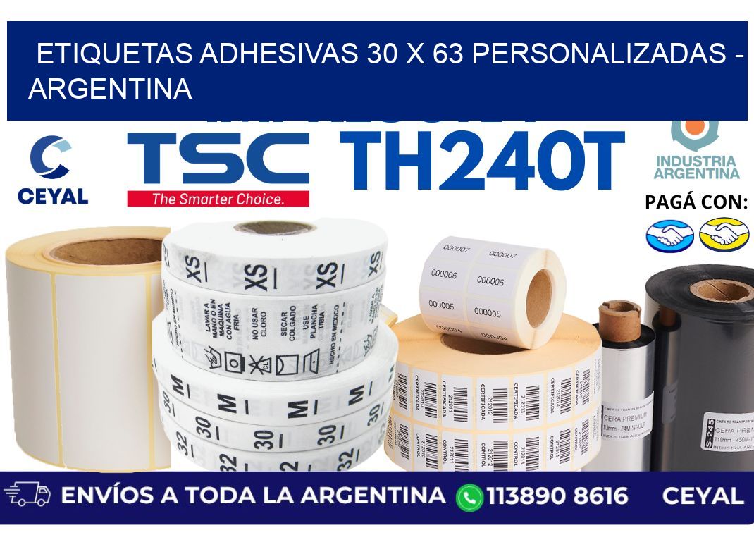 etiquetas adhesivas 30 x 63 personalizadas - Argentina