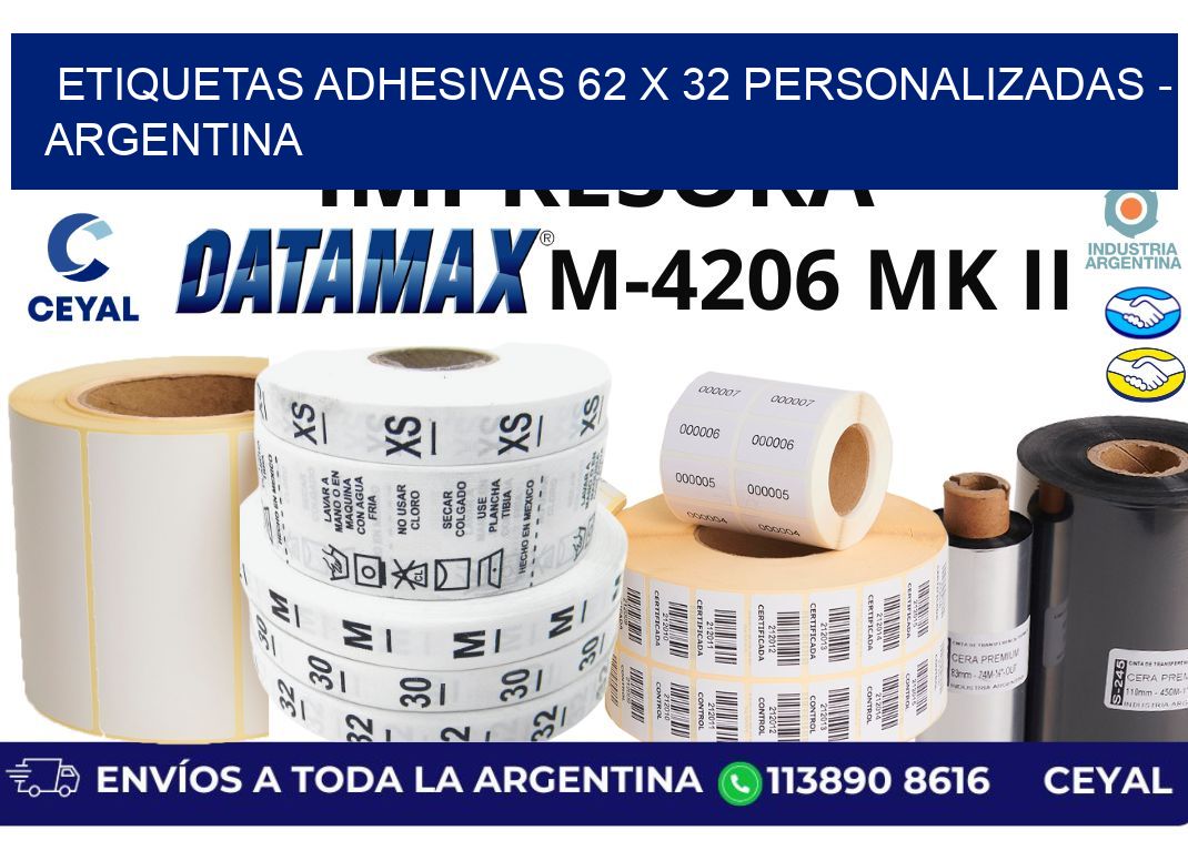 etiquetas adhesivas 62 x 32 personalizadas - Argentina