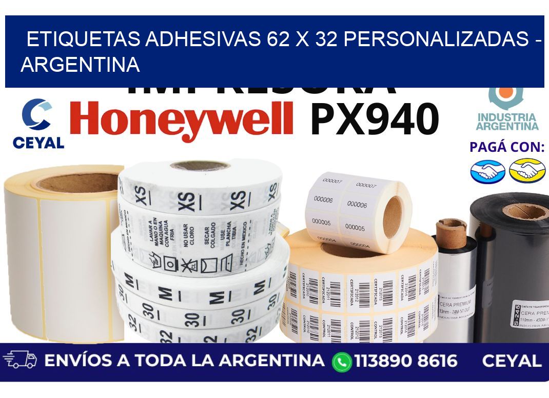 etiquetas adhesivas 62 x 32 personalizadas - Argentina