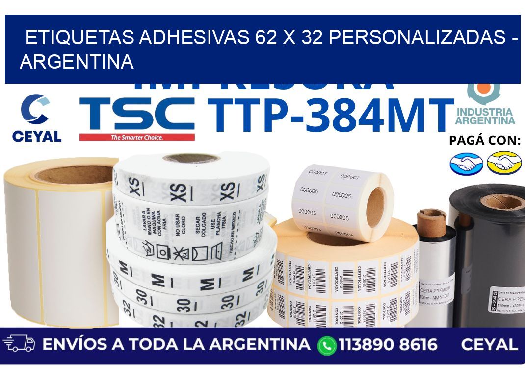 etiquetas adhesivas 62 x 32 personalizadas – Argentina