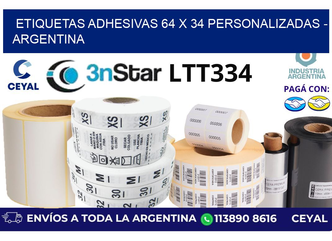 etiquetas adhesivas 64 x 34 personalizadas - Argentina