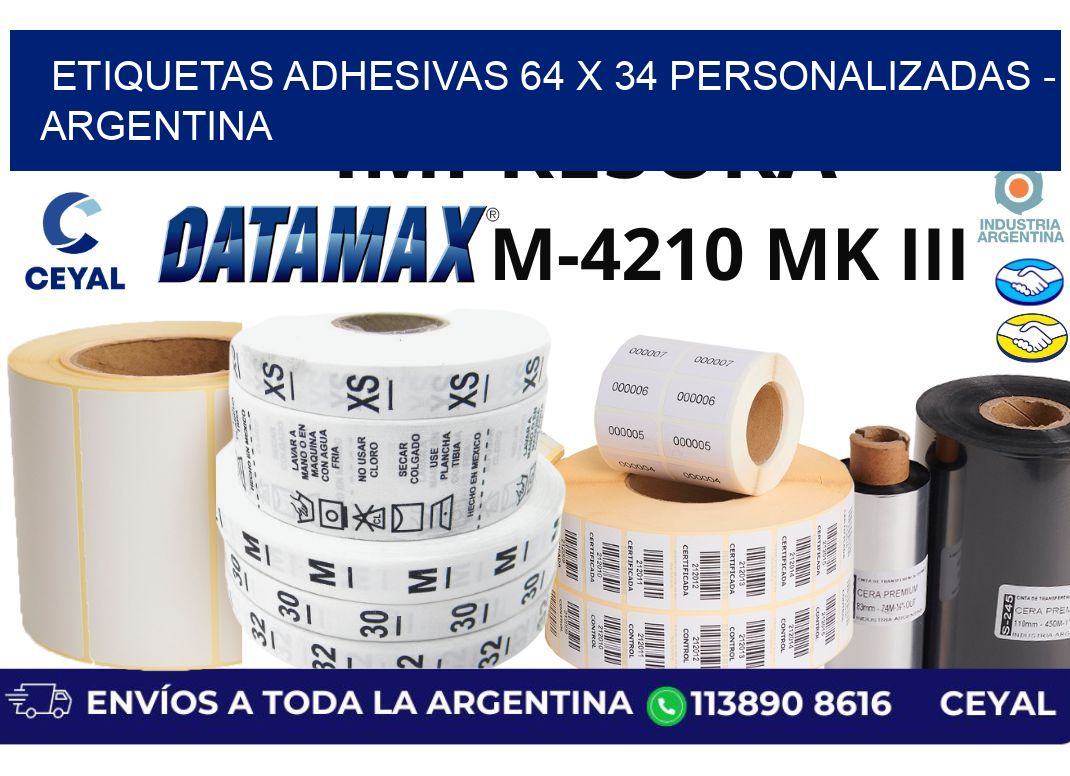 etiquetas adhesivas 64 x 34 personalizadas - Argentina