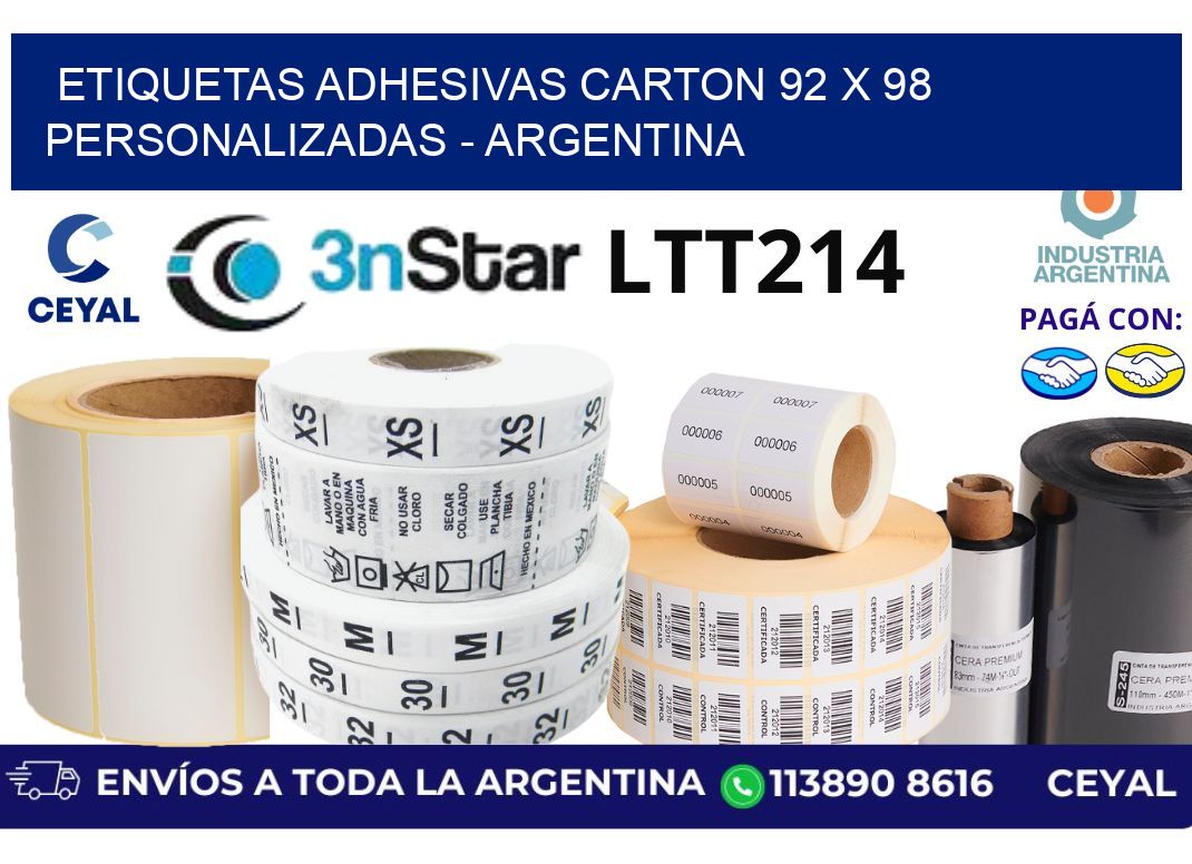 etiquetas adhesivas carton 92 x 98 personalizadas – Argentina