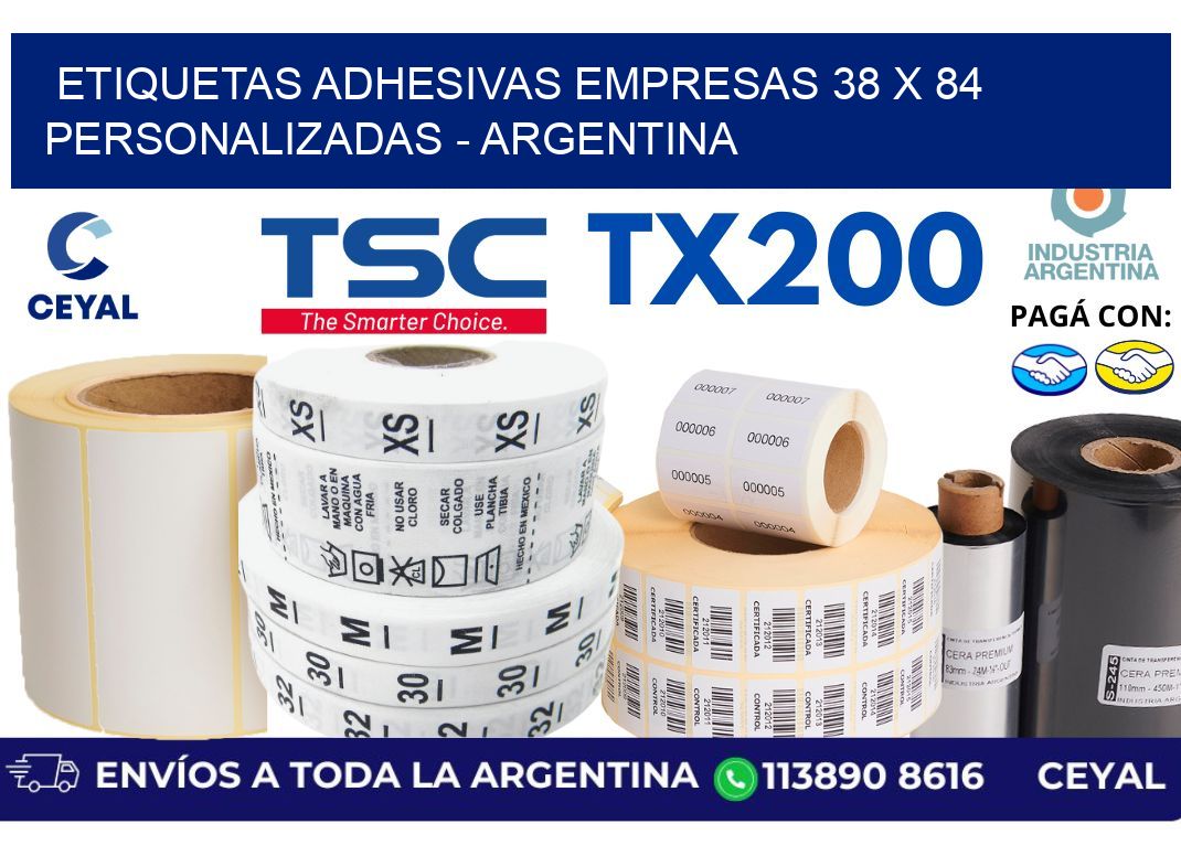 etiquetas adhesivas empresas 38 x 84 personalizadas - Argentina