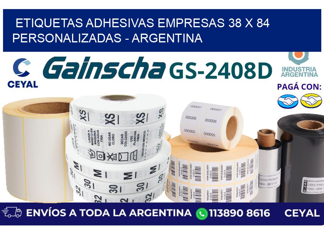 etiquetas adhesivas empresas 38 x 84 personalizadas - Argentina
