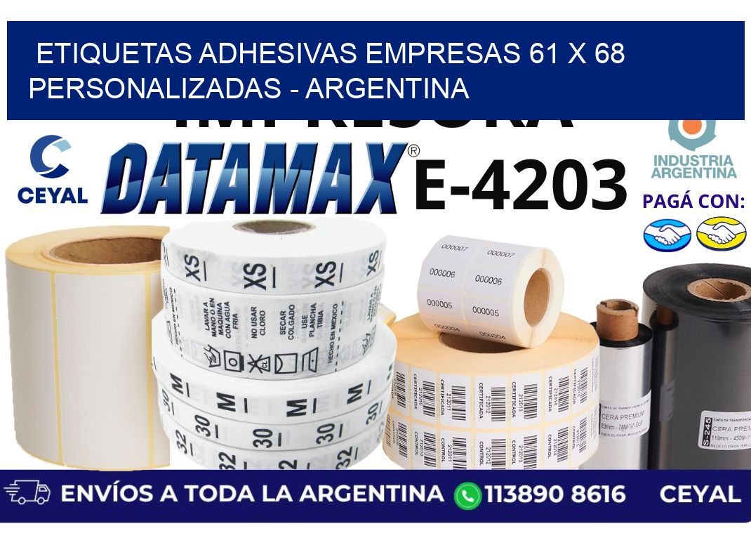 etiquetas adhesivas empresas 61 x 68 personalizadas - Argentina