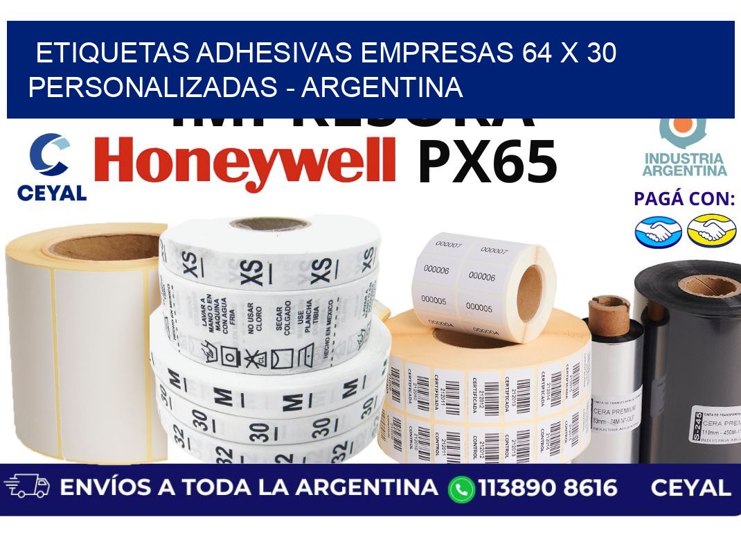 etiquetas adhesivas empresas 64 x 30 personalizadas - Argentina