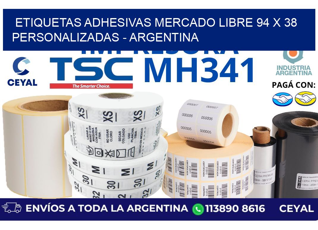 etiquetas adhesivas mercado libre 94 x 38 personalizadas - Argentina