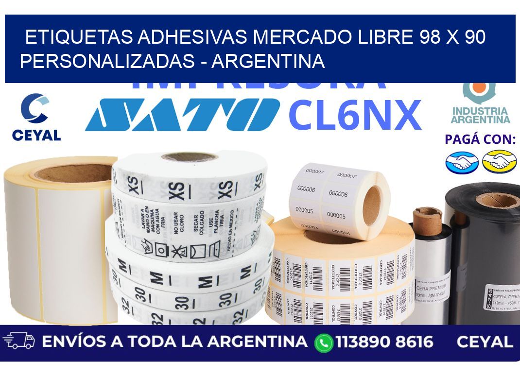 etiquetas adhesivas mercado libre 98 x 90 personalizadas - Argentina