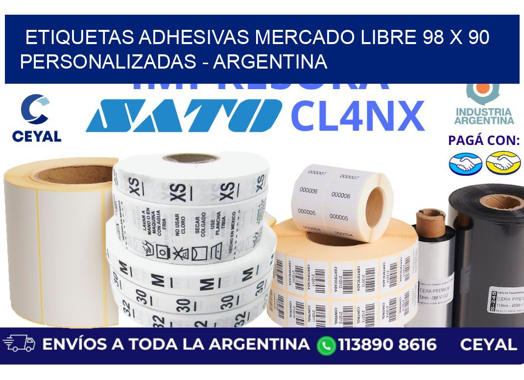 etiquetas adhesivas mercado libre 98 x 90 personalizadas - Argentina