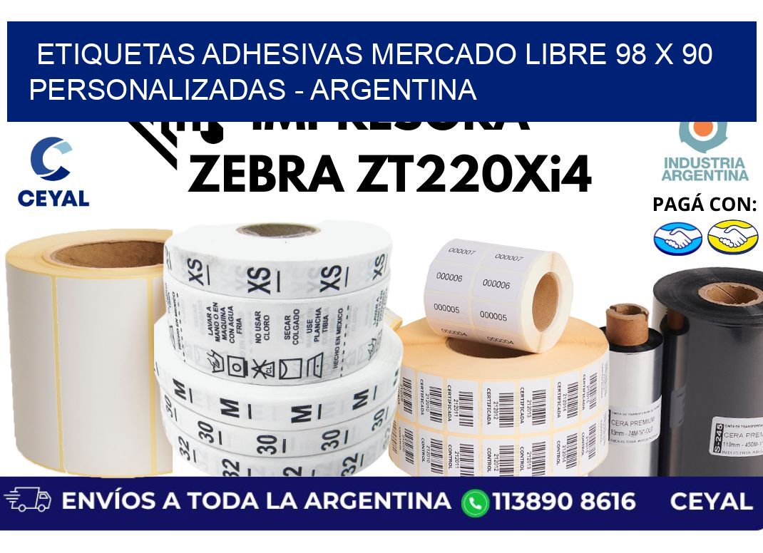etiquetas adhesivas mercado libre 98 x 90 personalizadas – Argentina