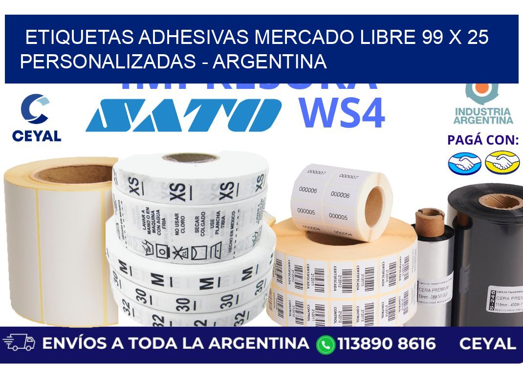 etiquetas adhesivas mercado libre 99 x 25 personalizadas - Argentina