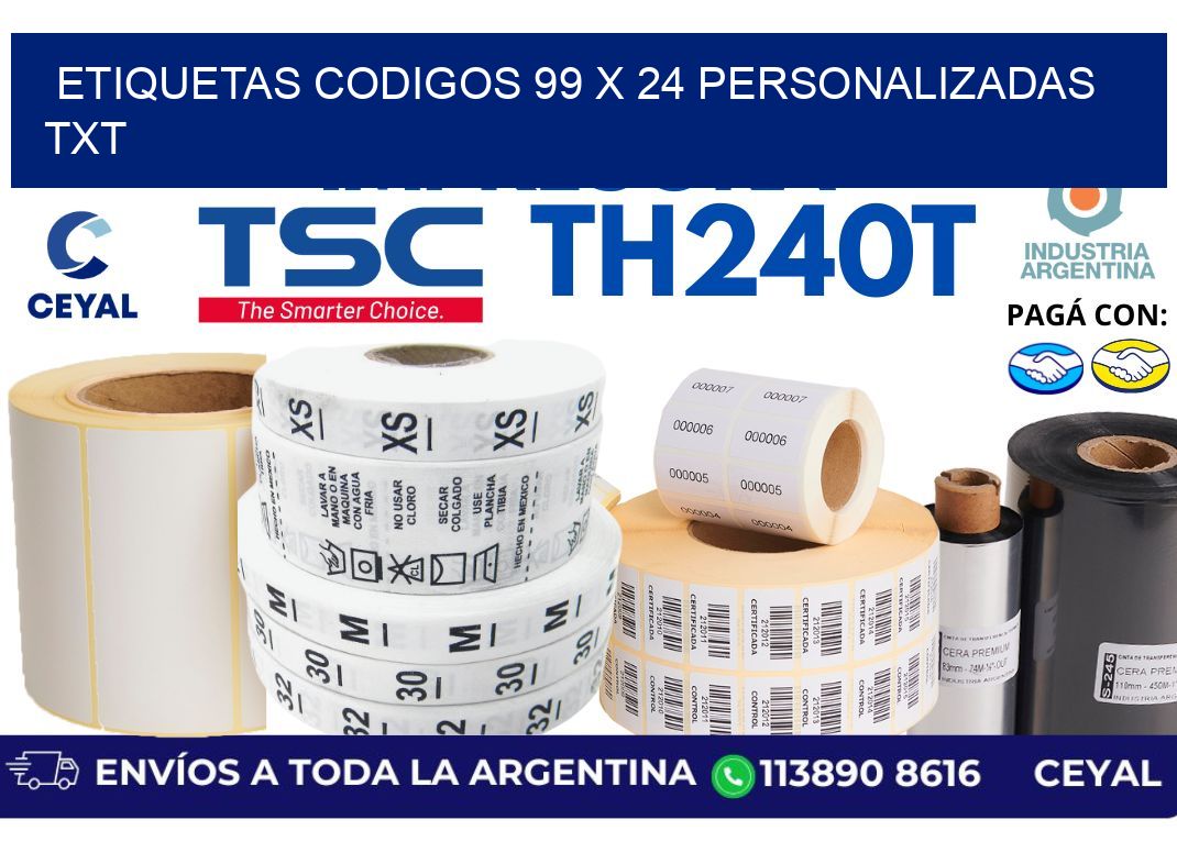 etiquetas codigos 99 x 24 personalizadas txt