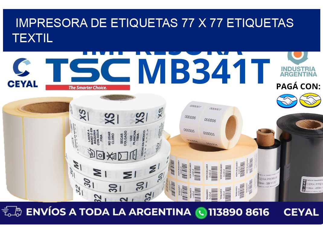 impresora de etiquetas 77 x 77 etiquetas textil