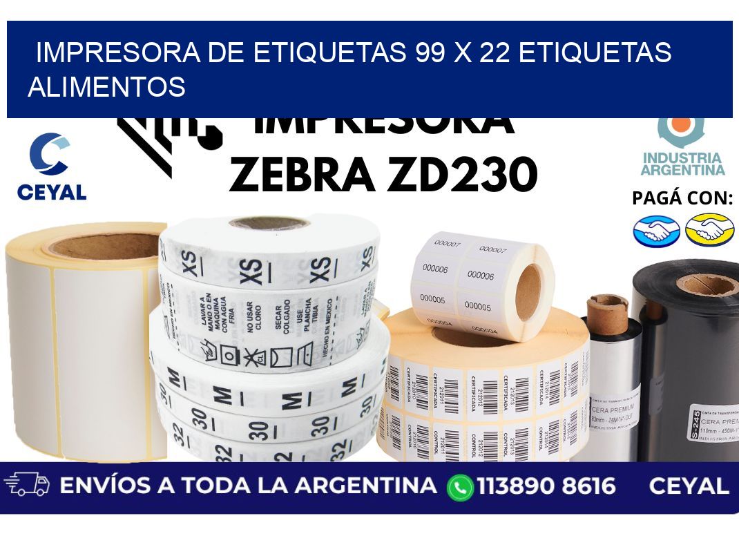 impresora de etiquetas 99 x 22 etiquetas alimentos