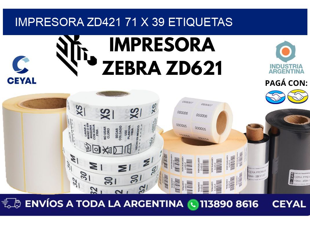 impresora zd421 71 x 39 etiquetas