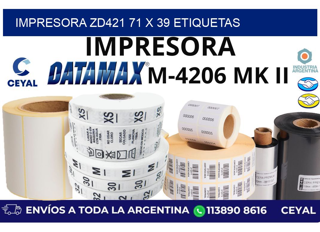 impresora zd421 71 x 39 etiquetas