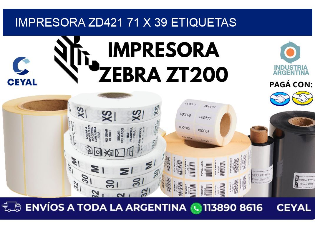 impresora zd421 71 x 39 etiquetas