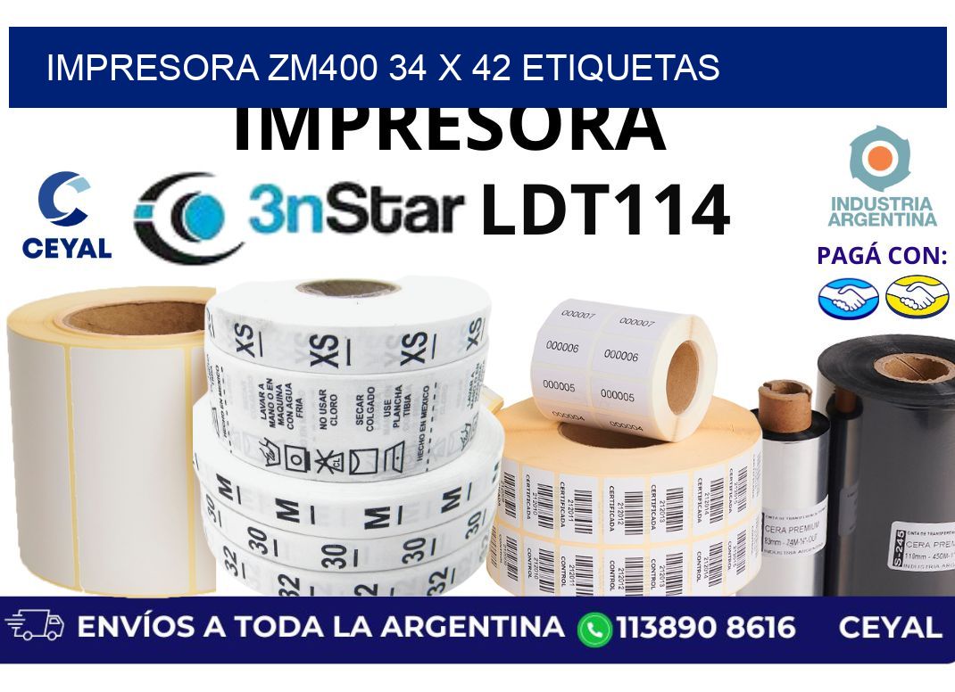 impresora zm400 34 x 42 etiquetas