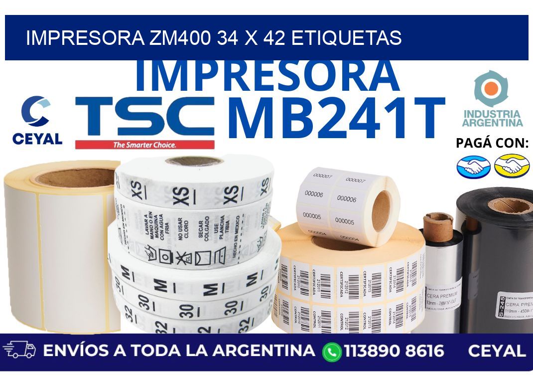 impresora zm400 34 x 42 etiquetas